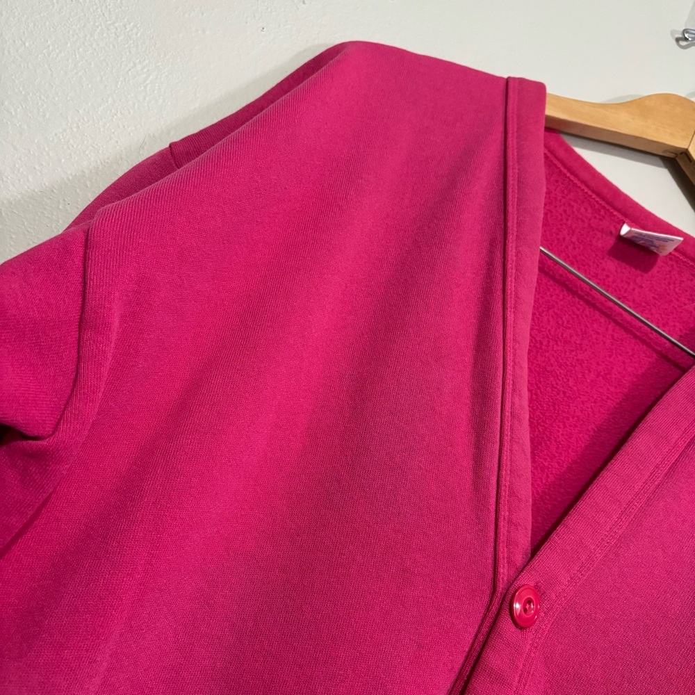 Jerzees Pink Sweatshirt Pocketed Cardigan Size Large Embroidered Abstract Print - Picture 7 of 9